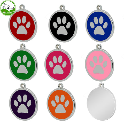 8pcs/lot Stainless Steel Pet ID Round Paw Tags - 50% OFF + FREE SHIPPING