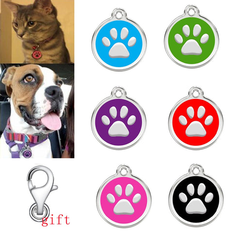 6pcs/lot Stainless Steel Pet ID Round Paw Tags - 50% OFF + FREE SHIPPING
